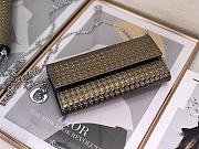 Fortok Dior Gold Metallic Patent Micro-Cannage Lady Dior Croisiere Chain Wallet 21cm - 5