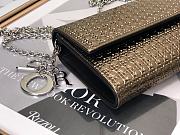 Fortok Dior Gold Metallic Patent Micro-Cannage Lady Dior Croisiere Chain Wallet 21cm - 2