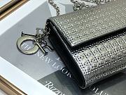 Fortok Dior Silver Metallic Patent Micro-Cannage Lady Dior Croisiere Chain Wallet 21cm - 5