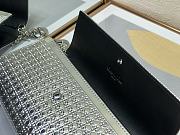 Fortok Dior Silver Metallic Patent Micro-Cannage Lady Dior Croisiere Chain Wallet 21cm - 3