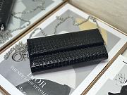 Fortok Dior Black Metallic Patent Micro-Cannage Lady Dior Croisiere Chain Wallet 21cm - 2