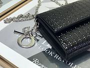 Fortok Dior Black Metallic Patent Micro-Cannage Lady Dior Croisiere Chain Wallet 21cm - 4