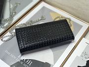 Fortok Dior Black Metallic Patent Micro-Cannage Lady Dior Croisiere Chain Wallet 21cm - 5