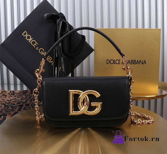 Fortok Dolce & Gabbana Black Leather Top Handle Bag 11x19x5cm  - 1