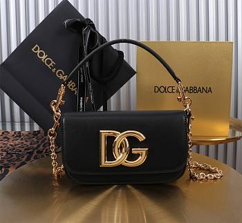 Fortok Dolce & Gabbana Black Leather Top Handle Bag 11x19x5cm 