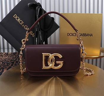 Fortok Dolce & Gabbana Burgundy Leather Top Handle Bag 11x19x5cm 