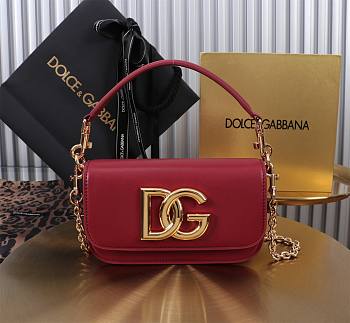 Fortok Dolce & Gabbana Red Leather Top Handle Bag 11x19x5cm 