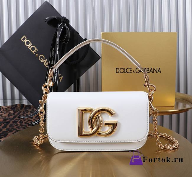 Fortok Dolce & Gabbana White Leather Top Handle Bag 11x19x5cm  - 1