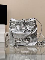 Fortok Chanel Metallic Calfskin Silver Metal Silver Bag 19x20x6cm - 1