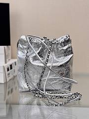 Fortok Chanel Metallic Calfskin Silver Metal Silver Bag 19x20x6cm - 5