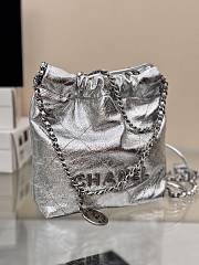 Fortok Chanel Metallic Calfskin Silver Metal Silver Bag 19x20x6cm - 4