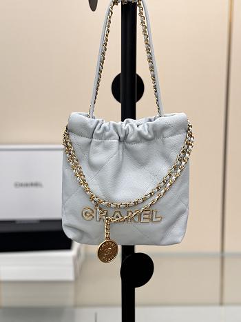 Fortok Chanel Mini Handbag White Caviar Leather 20cm