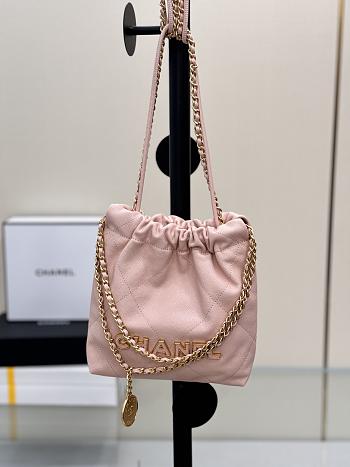 Fortok Chanel Mini Handbag Pink Caviar Leather 20cm
