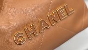 Fortok Chanel Mini Handbag Brown Caviar Leather 20cm - 6