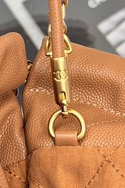 Fortok Chanel Mini Handbag Brown Caviar Leather 20cm - 4