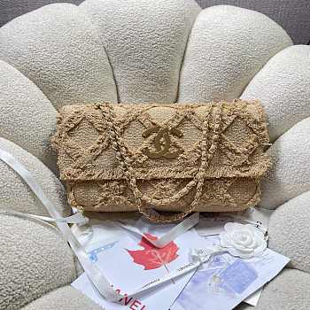 Fortok Chanel Vintage Straw Bag Brown 36cm