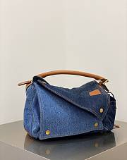 Fortok Loewe Puzzle Blue Denim Geometric Bag 29x12x19cm - 6