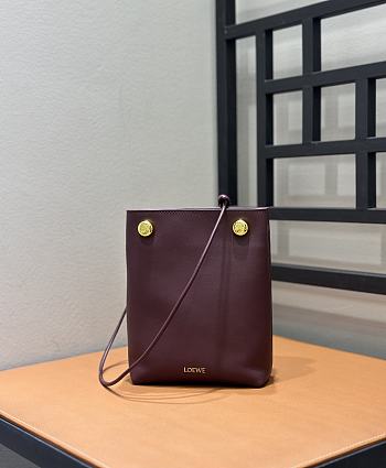 Fortok Loewe Pebble Small Bucket Bag Burgundy 17x7x21.5cm