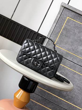 Fortok Chanel Mini Flap Handle Bag Black 12.5x20x6cm