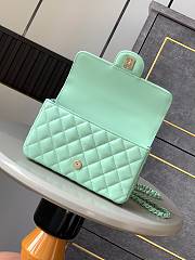 Fortok Chanel Mini Flap Handle Bag Green 12.5x20x6cm - 5