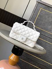 Fortok Chanel Mini Flap Handle Bag White 12.5x20x6cm - 1