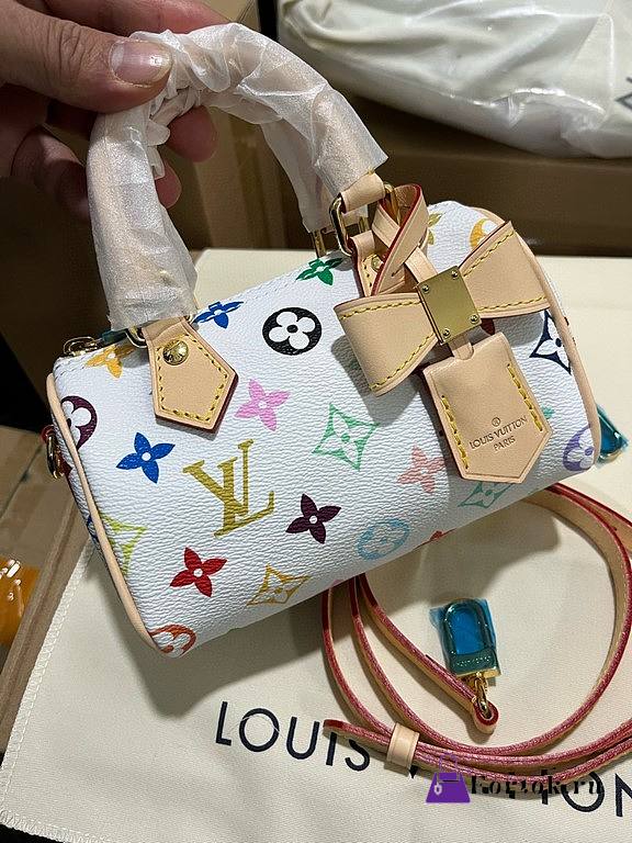 Fortok Louis Vuitton Nano Speedy Bag White Multicolor M13391 16x11x9cm - 1