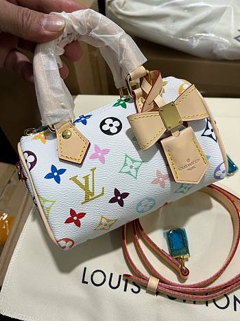 Fortok Louis Vuitton Nano Speedy Bag White Multicolor M13391 16x11x9cm