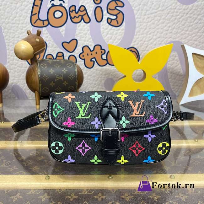 Fortok Louis Vuitton Nano Diane Baguette Handbag Multicolor Black M14194 19x10.5x6cm - 1