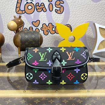 Fortok Louis Vuitton Nano Diane Baguette Handbag Multicolor Black M14194 19x10.5x6cm