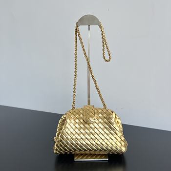 Fortok Bottega Veneta Burgundy Teen Lauren 1980 With Chain Gold 804038 27x15x8cm
