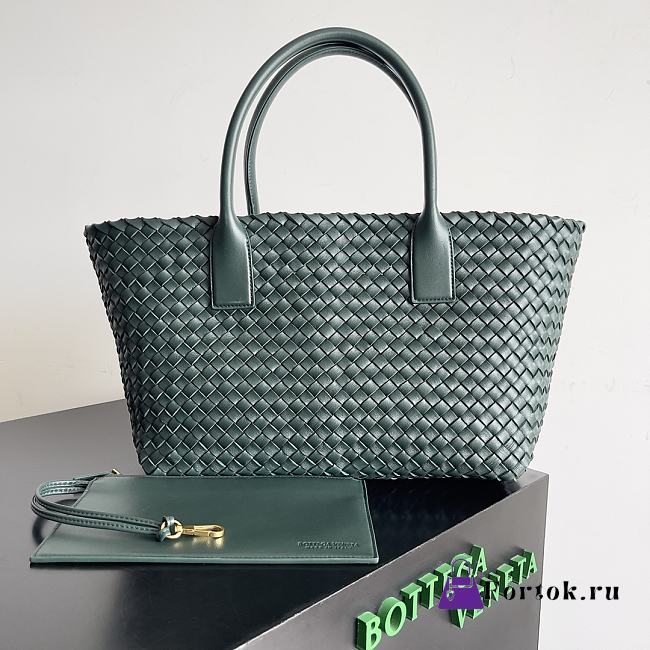 Fortok Bottega Veneta Mini Cabat Bag Green 709464 22x6.5x15.5cm - 1