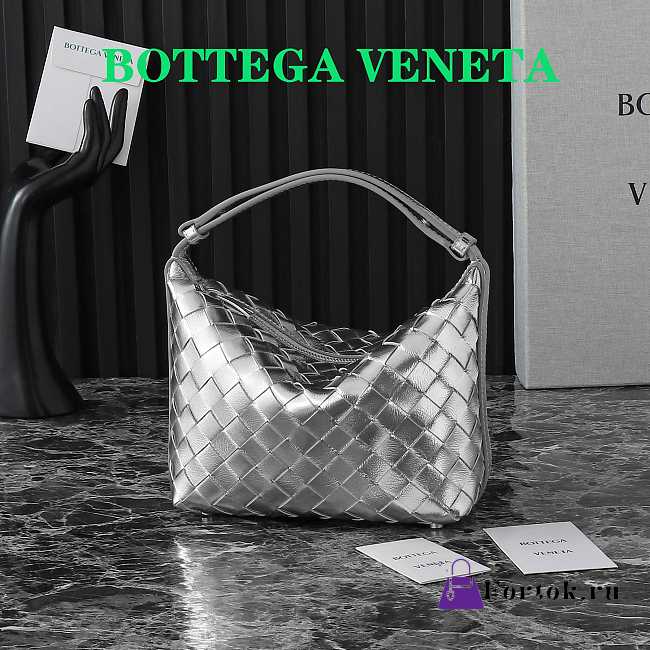 Fortok Bottega Veneta Wallace Shoulder Bag Silver 80847 20×13×9.5cm - 1