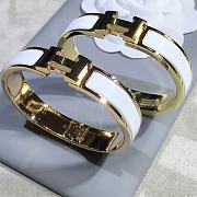 Fortok Hermes Enamel White Bracelet in Gold / Rose Gold - 2
