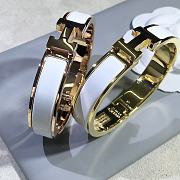 Fortok Hermes Enamel White Bracelet in Gold / Rose Gold - 6