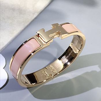 Fortok Hermes Enamel Pink Bracelet in Gold / Rose Gold