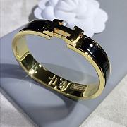 Fortok Hermes Enamel Black Bracelet in Gold - 2