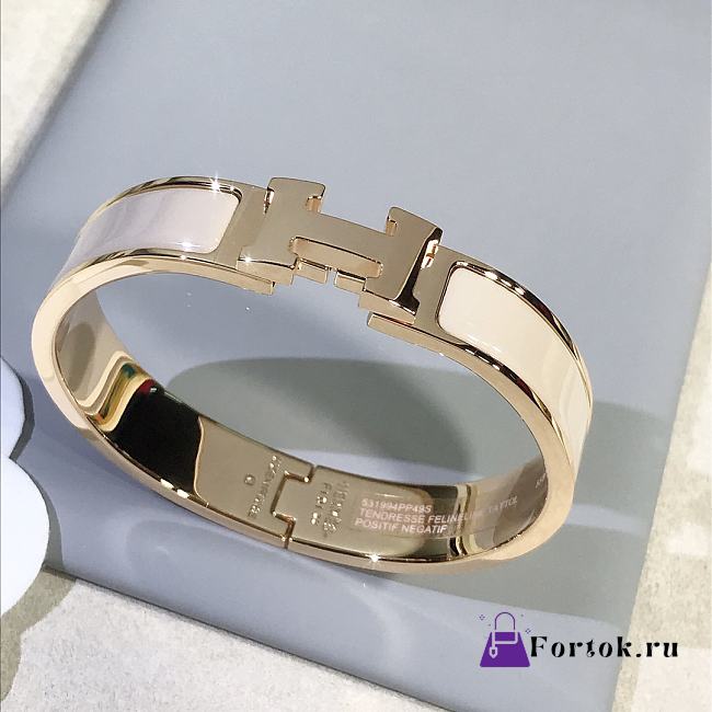 Fortok Hermes Enamel Cream Bracelet in Gold / Rose Gold - 1