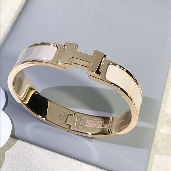 Fortok Hermes Enamel Cream Bracelet in Gold / Rose Gold