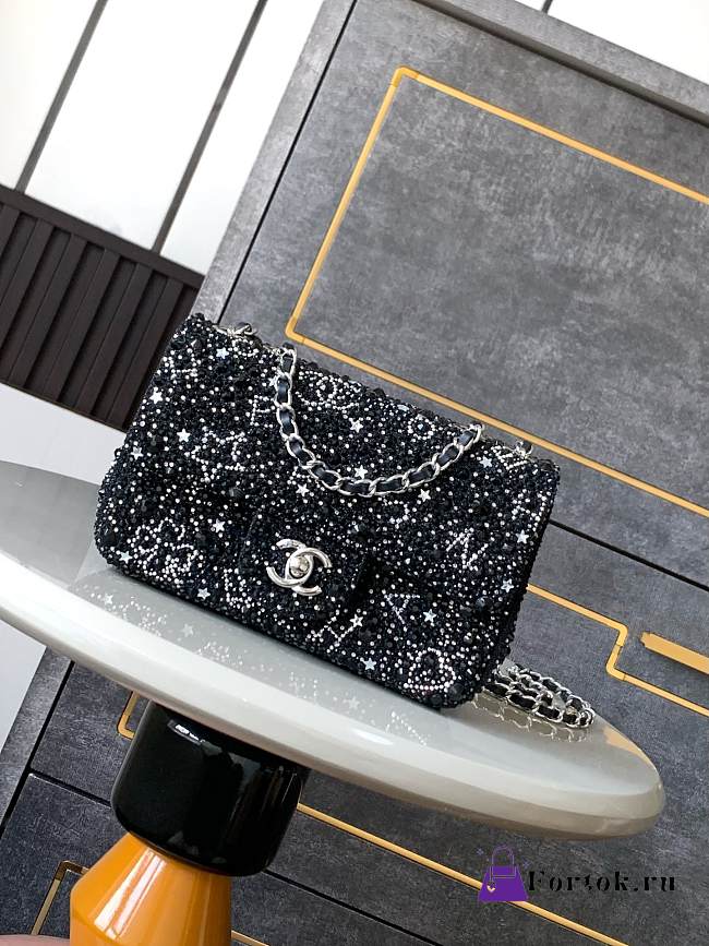 Fortok Chanel Star Diamond CF Bag Black 10x20x7cm - 1