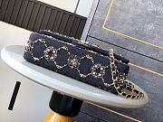 Fortok Chanel  Pearl Strass Crystal CC Medium Classic Double Flap Bag Black 25cm - 3