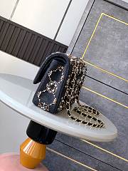 Fortok Chanel  Pearl Strass Crystal CC Medium Classic Double Flap Bag Black 25cm - 4