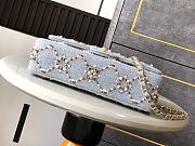 Fortok Chanel Pearl Strass Crystal CC Medium Classic Double Flap Bag Grey 25cm - 4