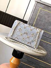 Fortok Chanel Pearl Strass Crystal CC Medium Classic Double Flap Bag Grey 25cm - 5