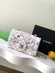 Fortok Chanel 25C Colorful Wool Canvas Flap Bag White AS1116 20cm - 1