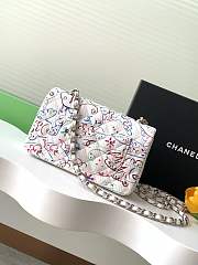 Fortok Chanel 25C Colorful Wool Canvas Flap Bag White AS1116 20cm - 4
