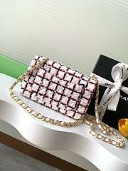 Fortok Chanel 25C Pink and White Check Mini Flap Bag AS1116 20cm - 6