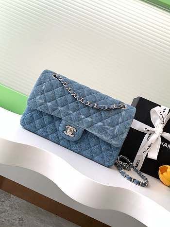 Fortok Chanel Vintage Blue Denim Graffiti Bag AS1112 25cm