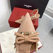 Fortok Valentino Rockstud Bow Slingback Ballerina In Beige Patent Leather With Tone-On-Tone Studs - 5