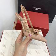 Fortok Valentino Rockstud Bow Slingback Ballerina In Beige Patent Leather With Tone-On-Tone Studs - 3