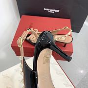 Fortok Valentino Rockstud Beige Bow Slingback Ballerina In Black Patent Leather With Tone-On-Tone Studs - 6